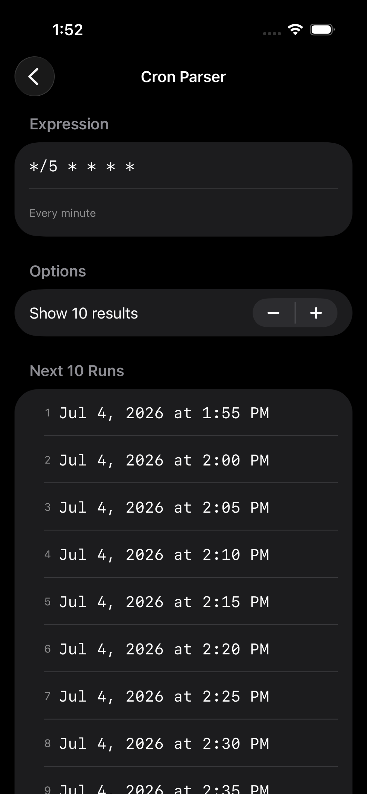 Cron Parser